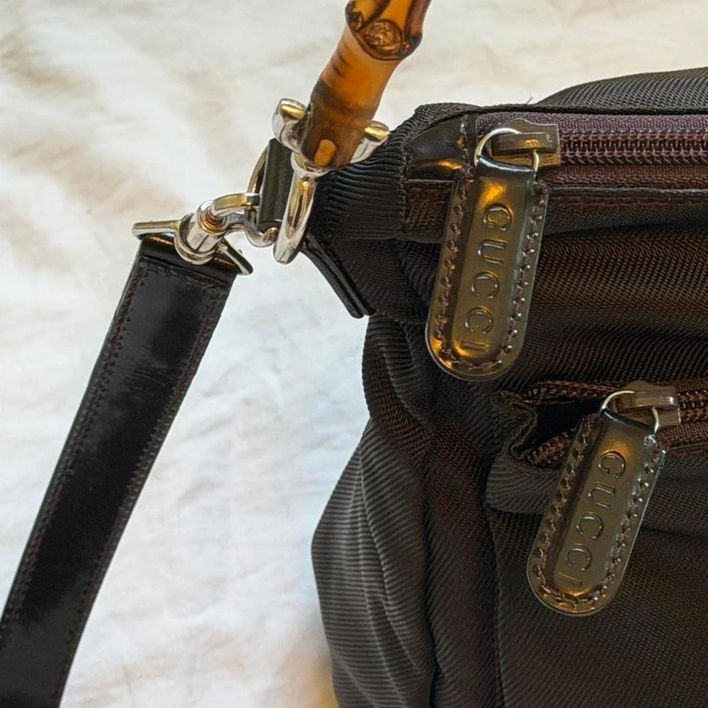 Gucci Bamboo Handle Nylon Bag